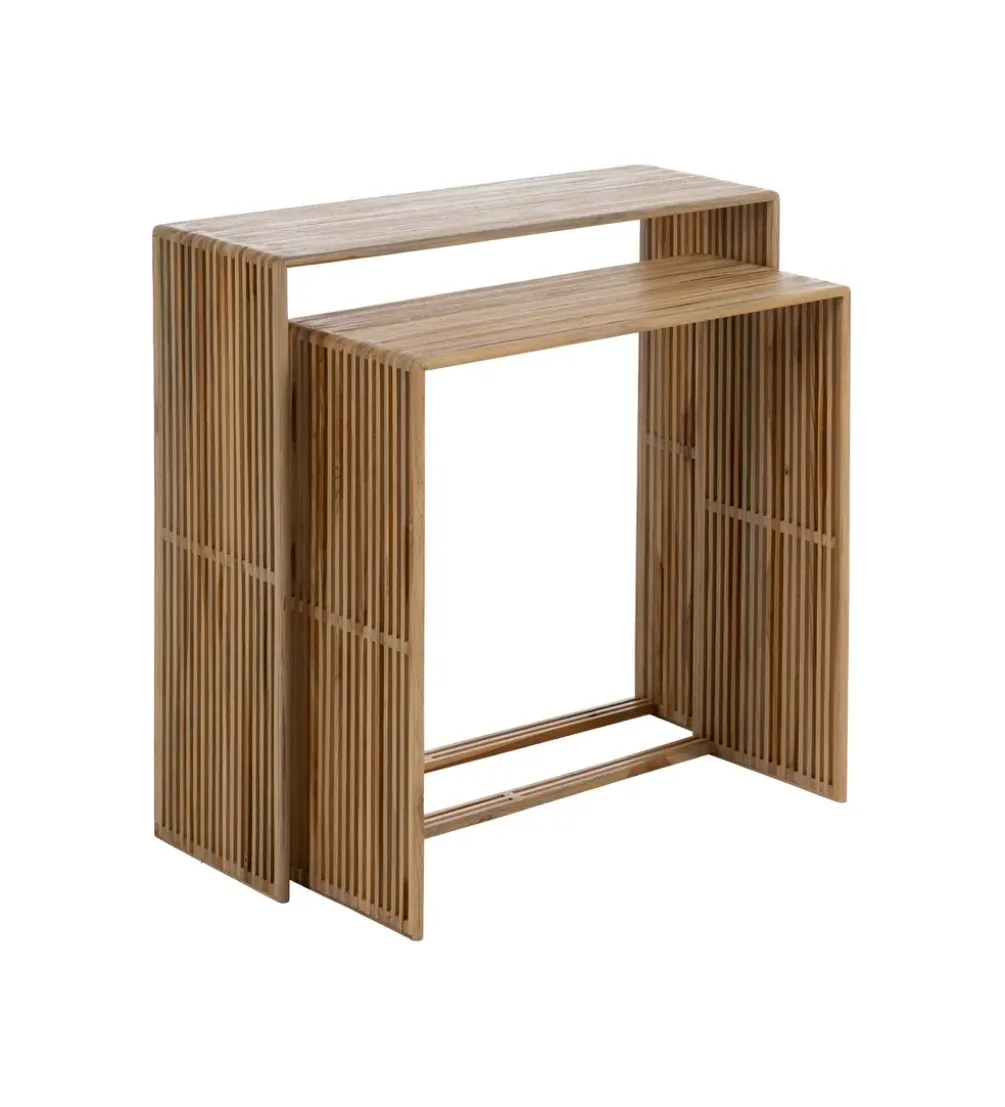 Zestaw 2 konsol BELLAMONTE 85 cm 75 cm drewno teak