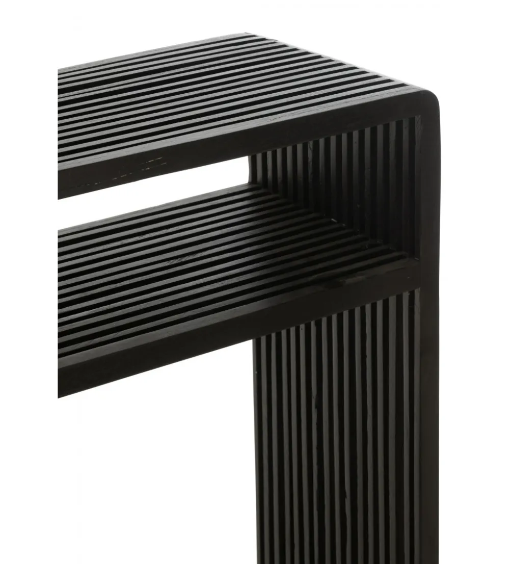 Zestaw 2 konsol SHELFY 130 i 118 cm drewno teak czarna
