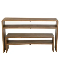 Zestaw 2 konsol SHELIS 130 cm 118 cm drewno teak