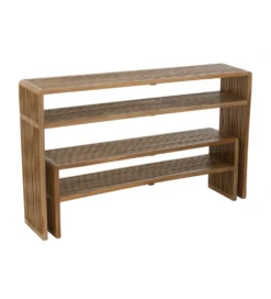 Zestaw 2 konsol SHELIS 130 cm 118 cm drewno teak