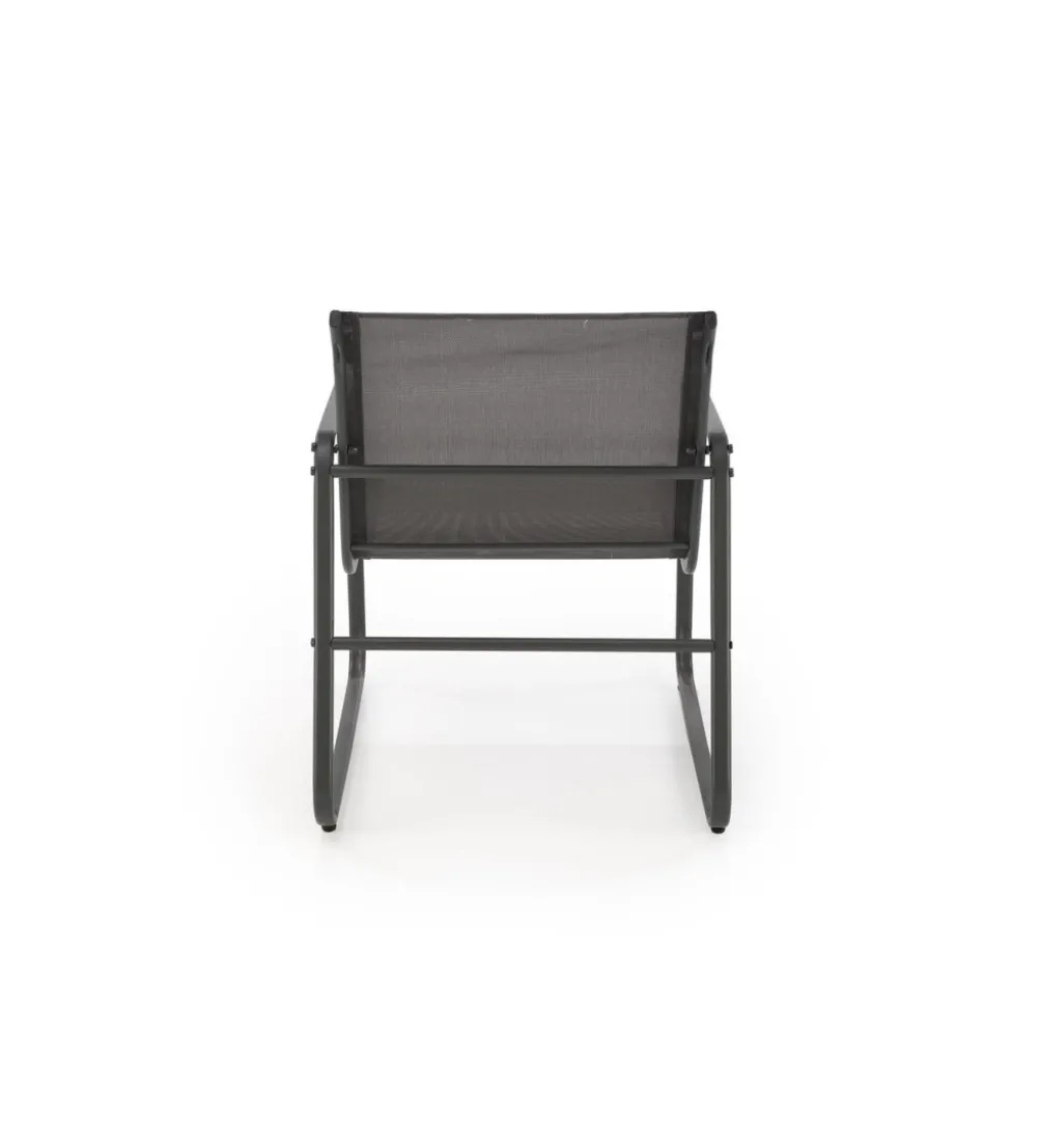 Zestaw ogrodowy CONOR sofa 114 cm dwa fotele 76 cm stolik 75 cm czarno szary