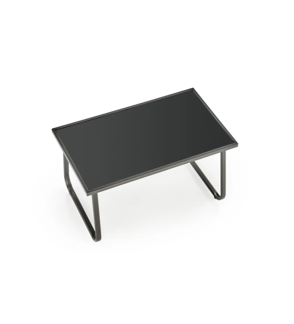 Zestaw ogrodowy CONOR sofa 114 cm dwa fotele 76 cm stolik 75 cm czarno szary