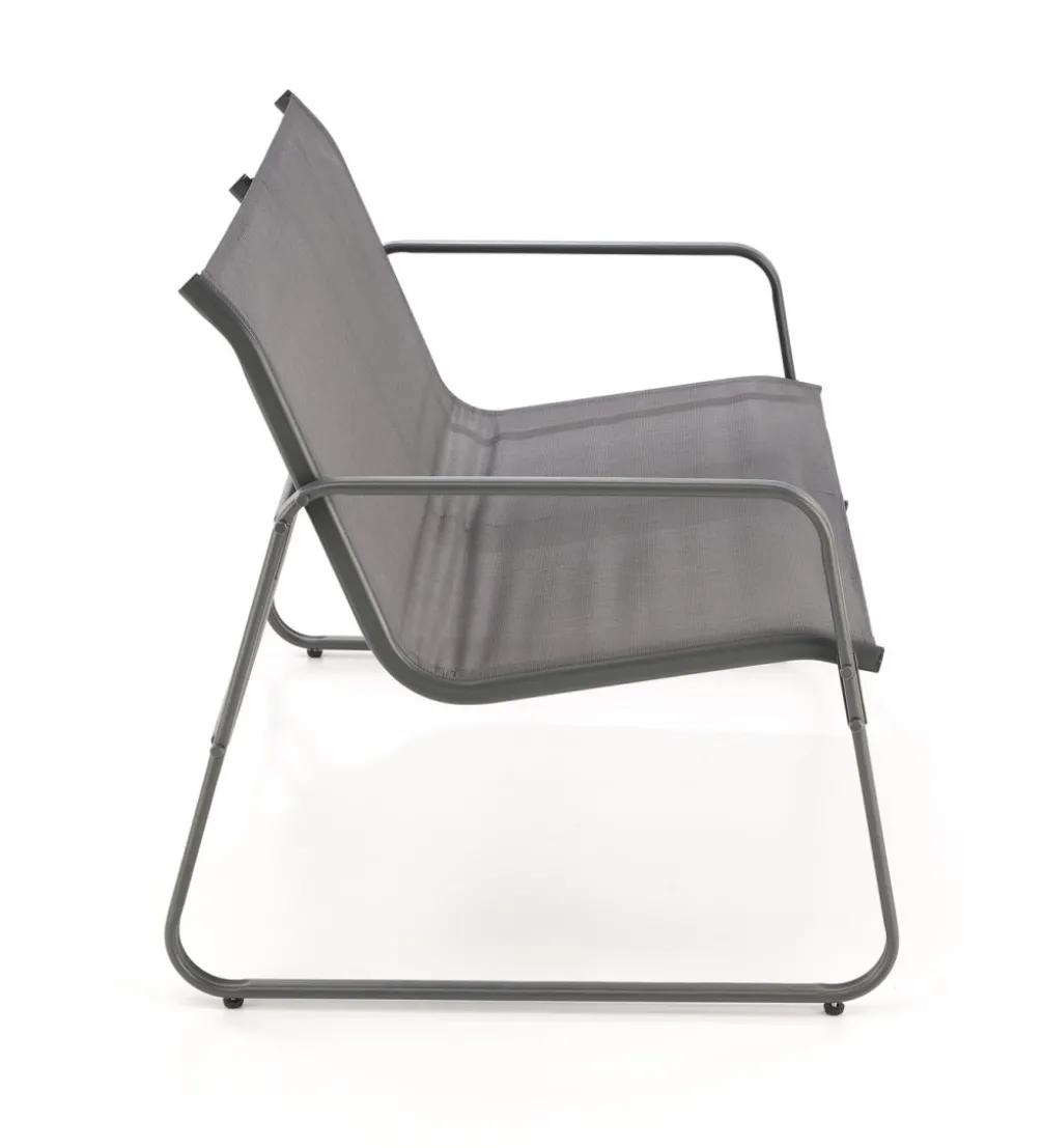 Zestaw ogrodowy CONOR sofa 114 cm dwa fotele 76 cm stolik 75 cm czarno szary