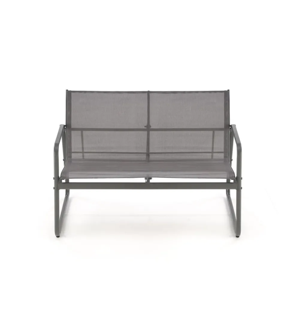 Zestaw ogrodowy CONOR sofa 114 cm dwa fotele 76 cm stolik 75 cm czarno szary