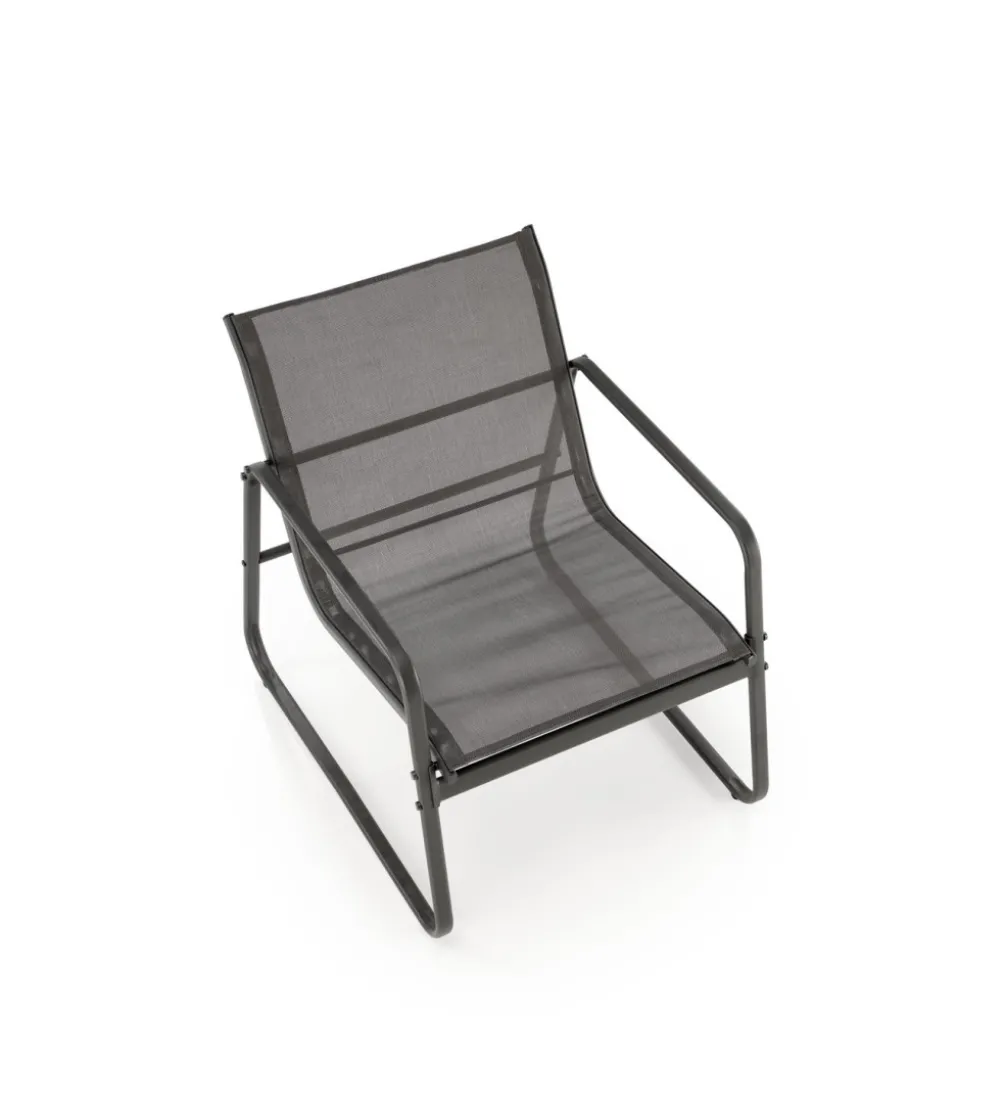 Zestaw ogrodowy CONOR sofa 114 cm dwa fotele 76 cm stolik 75 cm czarno szary