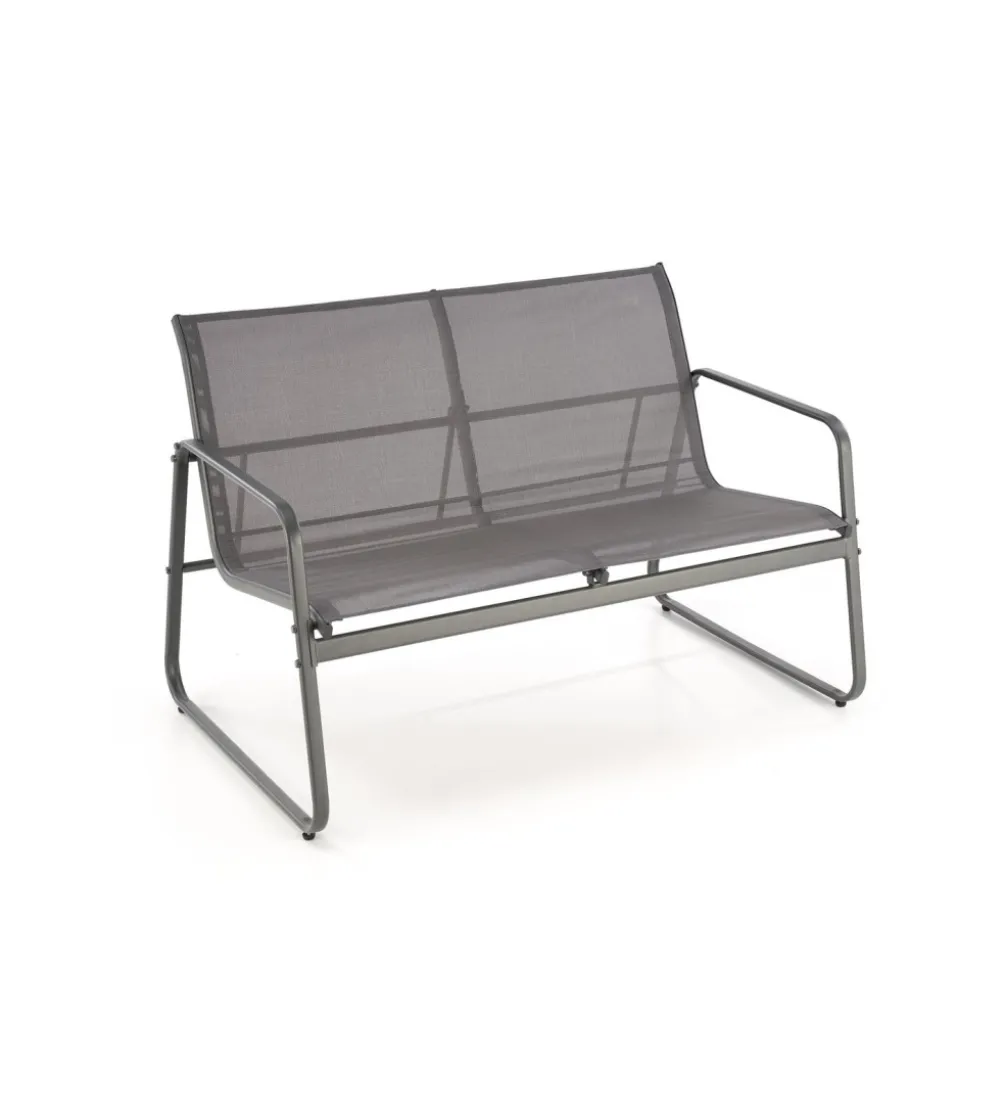 Zestaw ogrodowy CONOR sofa 114 cm dwa fotele 76 cm stolik 75 cm czarno szary