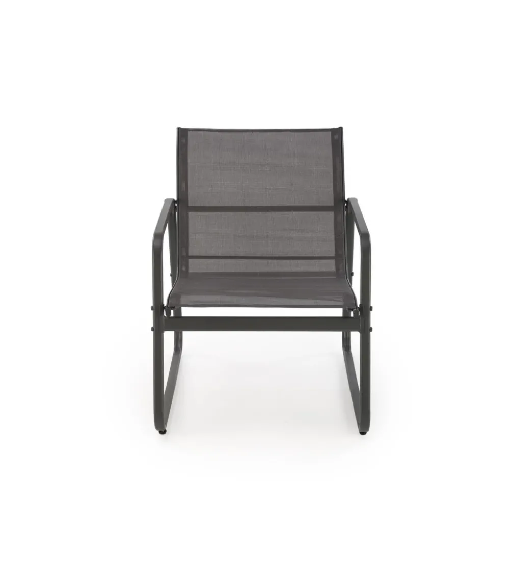 Zestaw ogrodowy CONOR sofa 114 cm dwa fotele 76 cm stolik 75 cm czarno szary