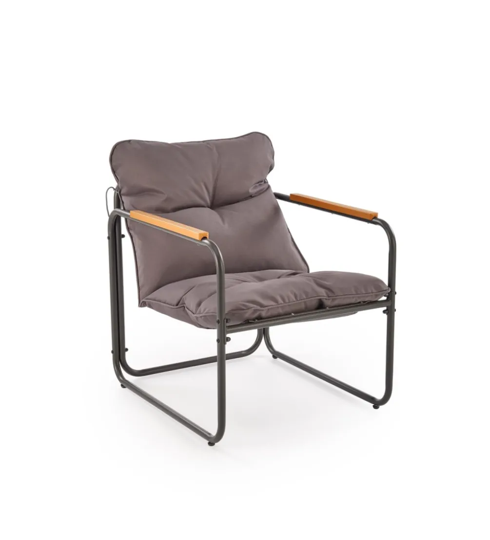 Zestaw ogrodowy HUDSON sofa 116 cm dwa fotele 75 cm ława 68 cm popielaty brązowy