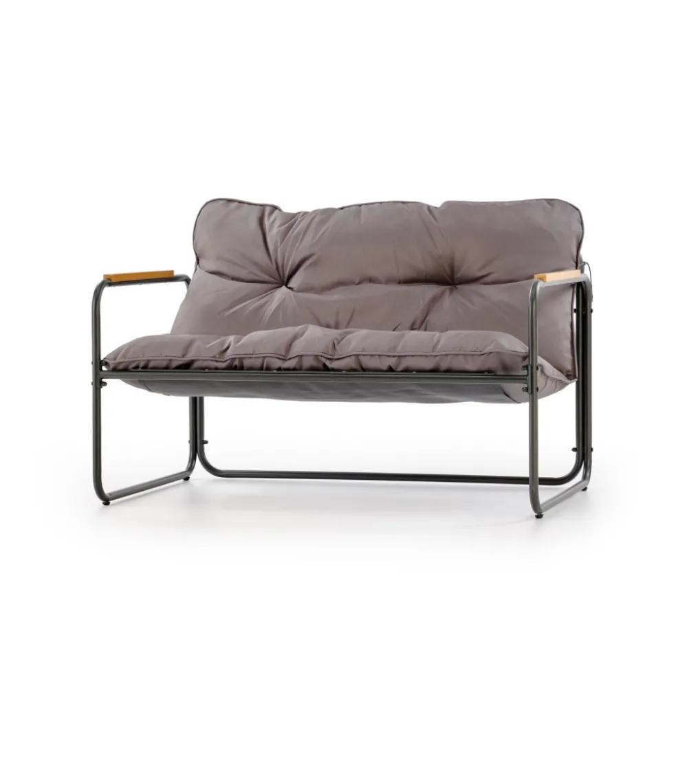 Zestaw ogrodowy HUDSON sofa 116 cm dwa fotele 75 cm ława 68 cm popielaty brązowy