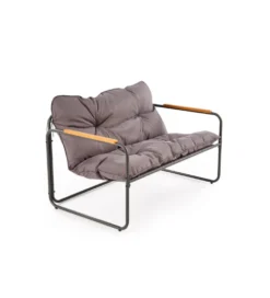 Zestaw ogrodowy HUDSON sofa 116 cm dwa fotele 75 cm ława 68 cm popielaty brązowy