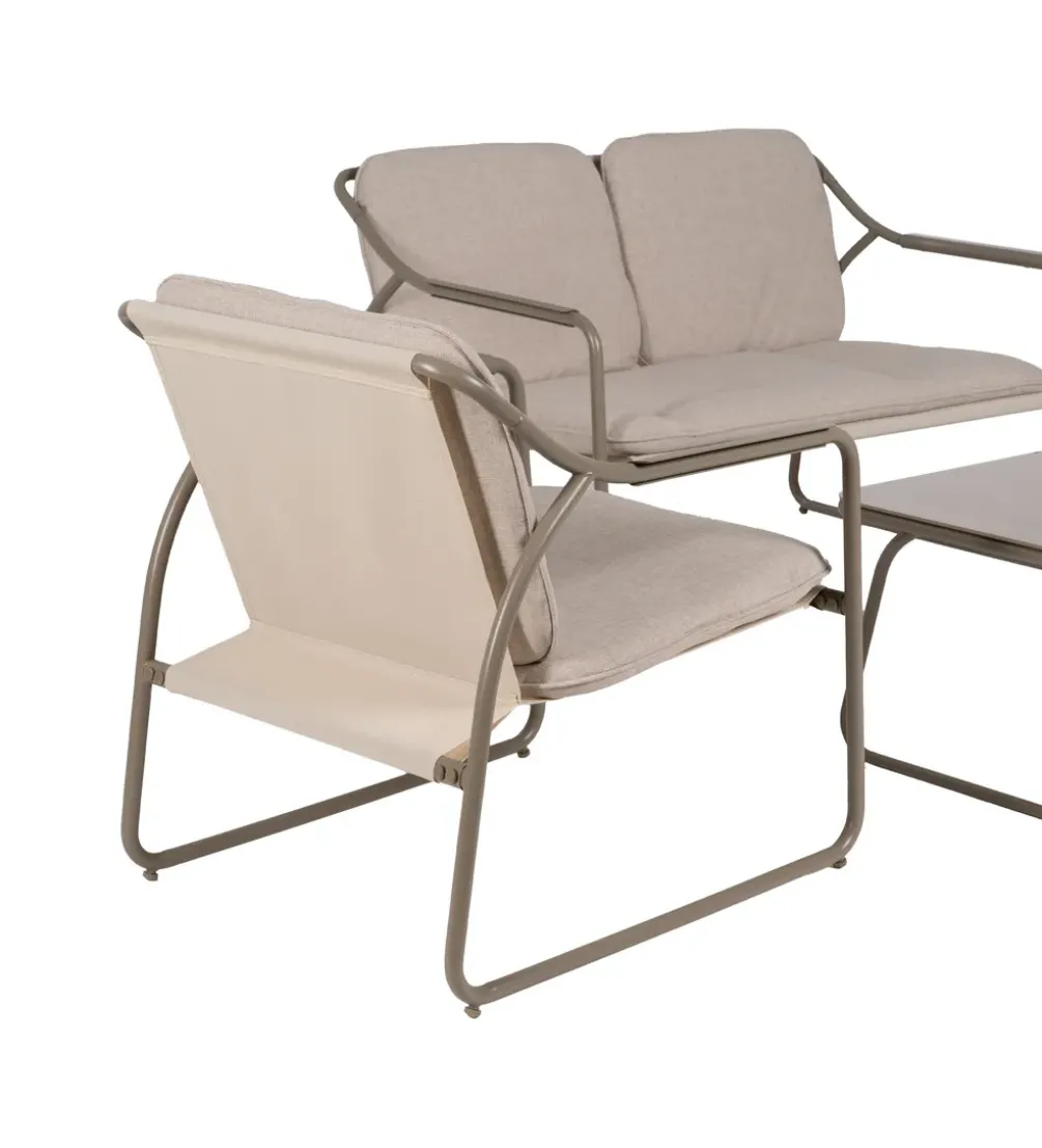 Zestaw ogrodowy OMAMA Szary 2 fotele + sofa + stolik