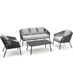 Zestaw ogrodowy ROCCA ciemnoszary - sofa + 2 x fotel + ława
