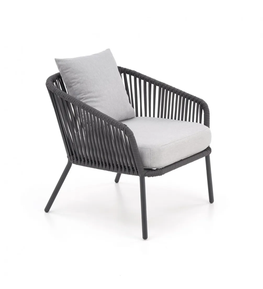 Zestaw ogrodowy ROCCA ciemnoszary - sofa + 2 x fotel + ława