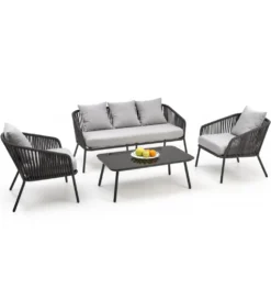 Zestaw ogrodowy ROCCA ciemnoszary - sofa + 2 x fotel + ława