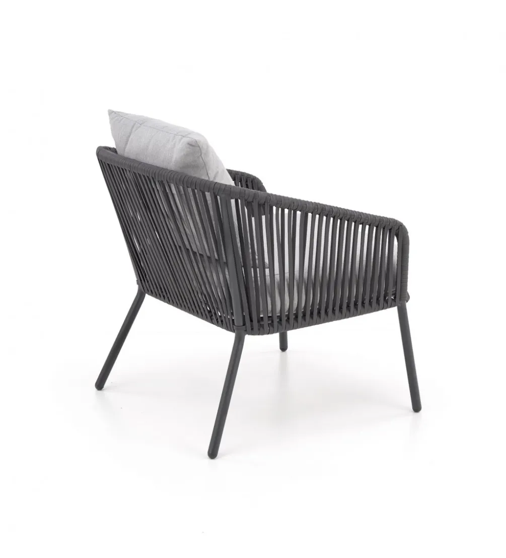Zestaw ogrodowy ROCCA ciemnoszary - sofa + 2 x fotel + ława