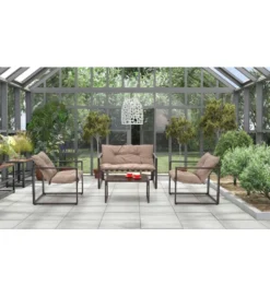 Zestaw ogrodowy SHARK brązowy - sofa + 2 x fotel + ława