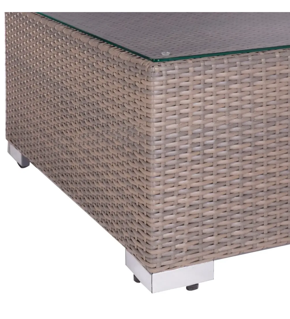Zestaw ogrodowy TUSERMA 248 cm narożnik 75 cm stolik rattan taupe
