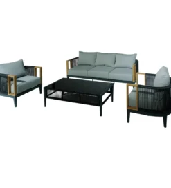 Zestaw ogrodowy TWOSOULME SOFA 198 cm dwa fotele 74 cm i stolik kawowy 128 cm
