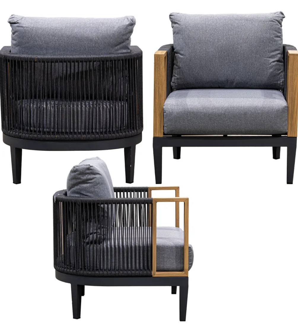 Zestaw ogrodowy TWOSOULME SOFA 198 cm dwa fotele 74 cm i stolik kawowy 128 cm
