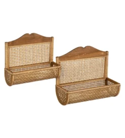 Zestaw 2 półek wiszących TAERMA 50 i 42 cm cm naturalne