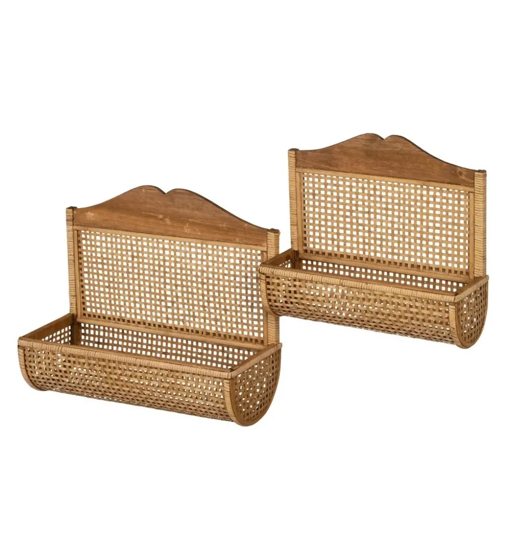 Zestaw 2 półek wiszących TAERMA 50 i 42 cm cm naturalne