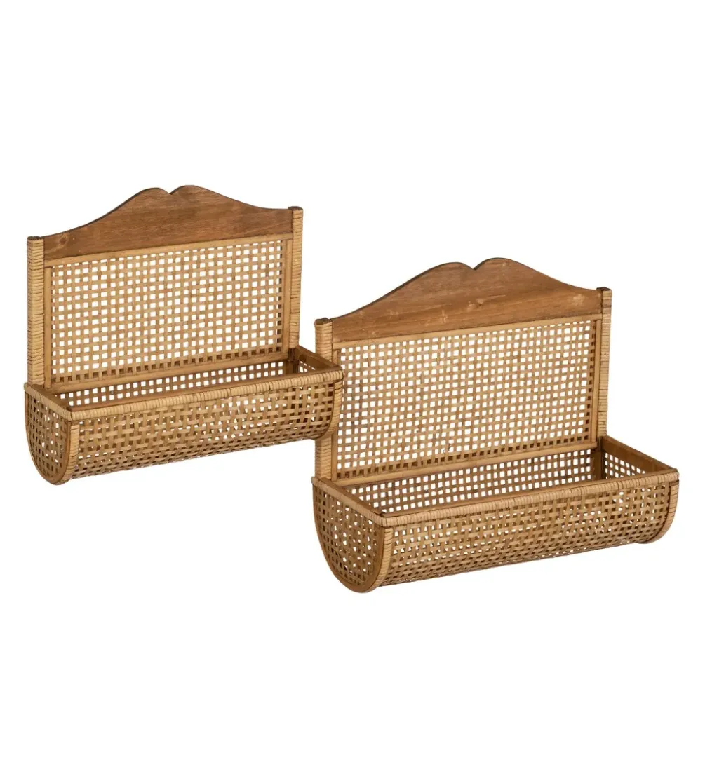 Zestaw 2 półek wiszących TAERMA 50 i 42 cm cm naturalne