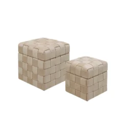 Zestaw 2 stołków WEAVE beżowe