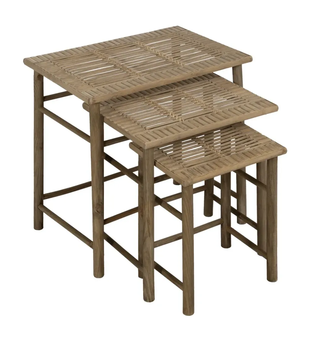 Zestaw stolików BAMBÚ 57 cm 45 cm 34 cm bambus