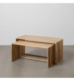 Zestaw 2 stolików kawowych BELLAMONTE 85 cm 75 cm drewno teak