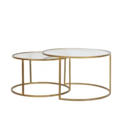 Zestaw 2 stolików kawowych DUARTE 65 cm 75 cm szklane złote