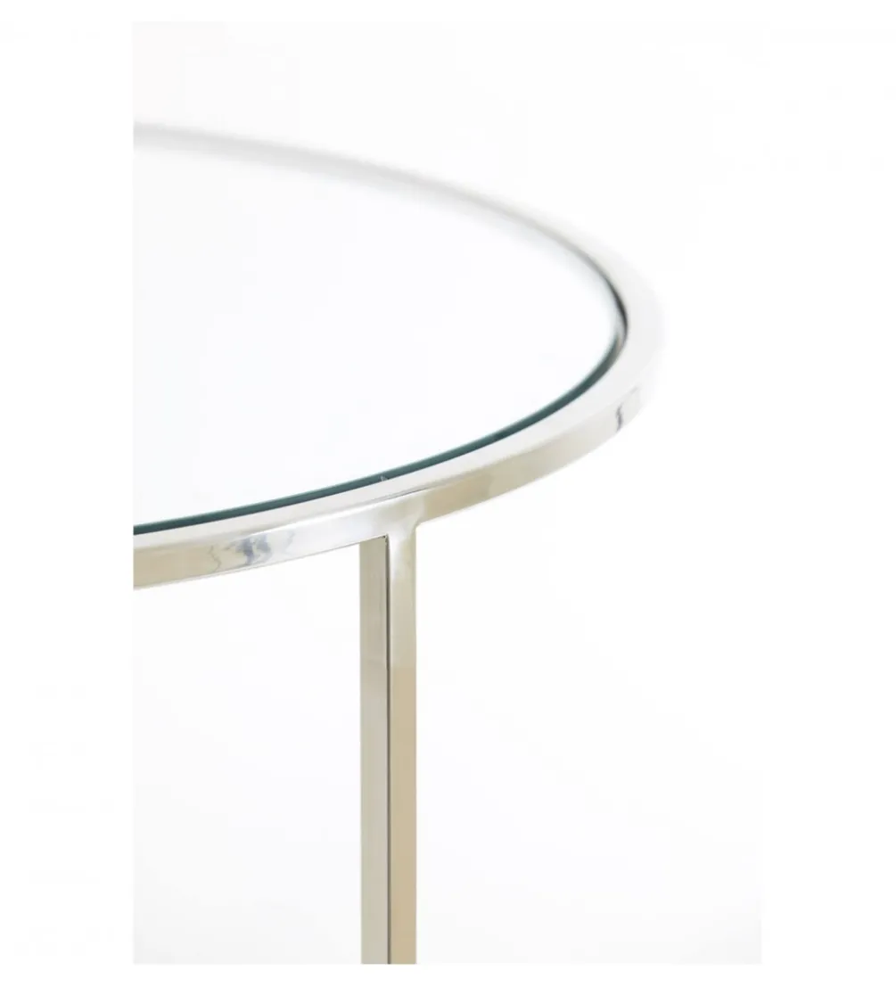 Zestaw 2 stolików kawowych DUARTE 65 cm 75 cm szklane niklowane