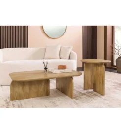 Zestaw 2 stolików kawowych GATSBY 100 cm 45 cm drewno mango