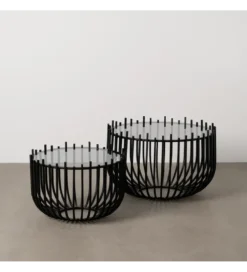 Zestaw 2 stolików kawowych GECMY 68 cm 55 cm czarne