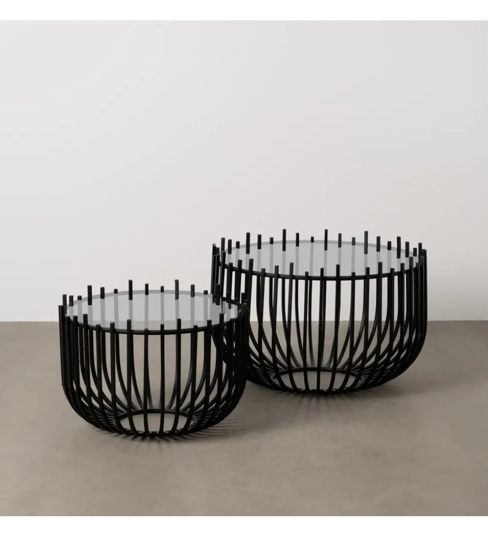 Zestaw 2 stolików kawowych GECMY 68 cm 55 cm czarne