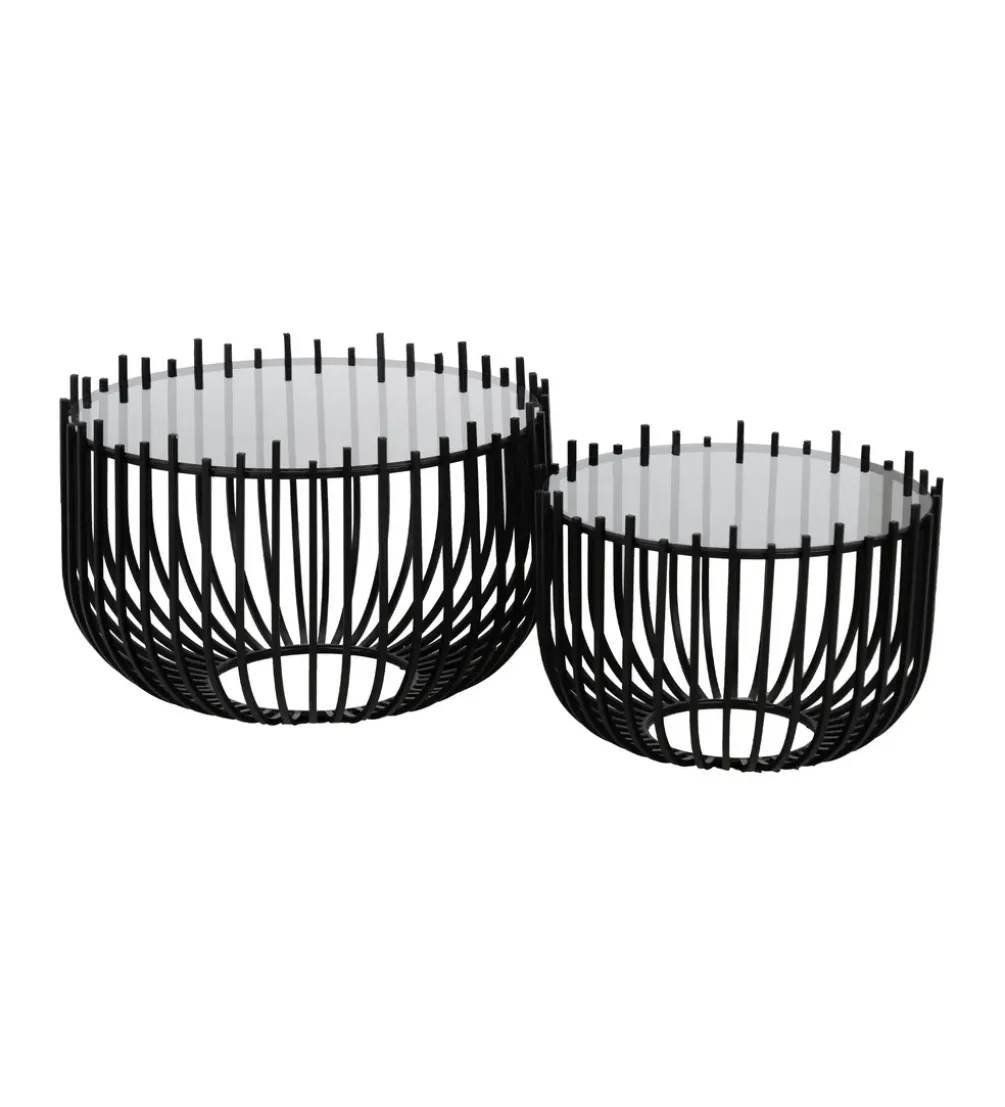 Zestaw 2 stolików kawowych GECMY 68 cm 55 cm czarne
