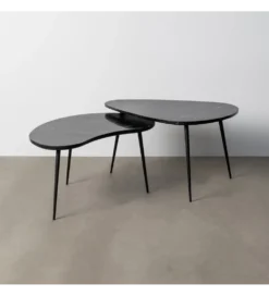 Zestaw 2 stolików kawowych NOVAJ 87 i 83 cm czarne