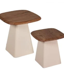 Zestaw 2 stolików kawowych PIMKO 50 cm 40 cm drewno akacja