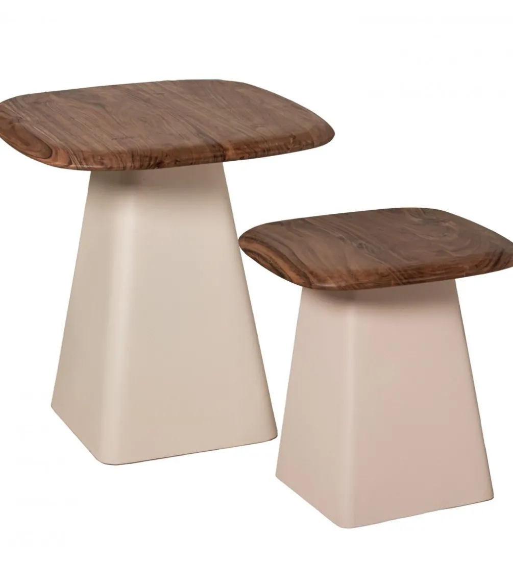 Zestaw 2 stolików kawowych PIMKO 50 cm 40 cm drewno akacja