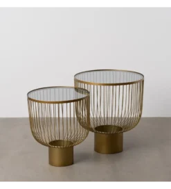 Zestaw 2 stolików kawowych RAG 50 cm 42 cm złote