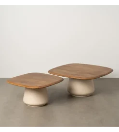 Zestaw 2 stolików kawowych RAGER 90 cm 70 cm drewno mango