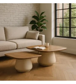 Zestaw 2 stolików kawowych RAGER 90 cm 70 cm drewno mango