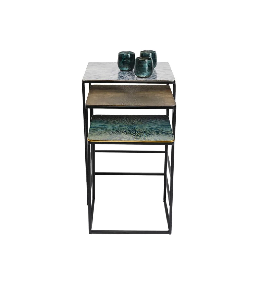 Zestaw 3 stolików kawowych RAY SQUARE 37 cm 43 cm 48 cm