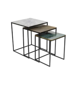 Zestaw 3 stolików kawowych RAY SQUARE 37 cm 43 cm 48 cm