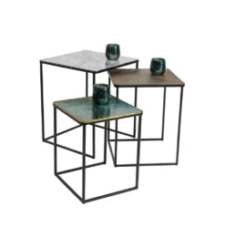 Zestaw 3 stolików kawowych RAY SQUARE 37 cm 43 cm 48 cm