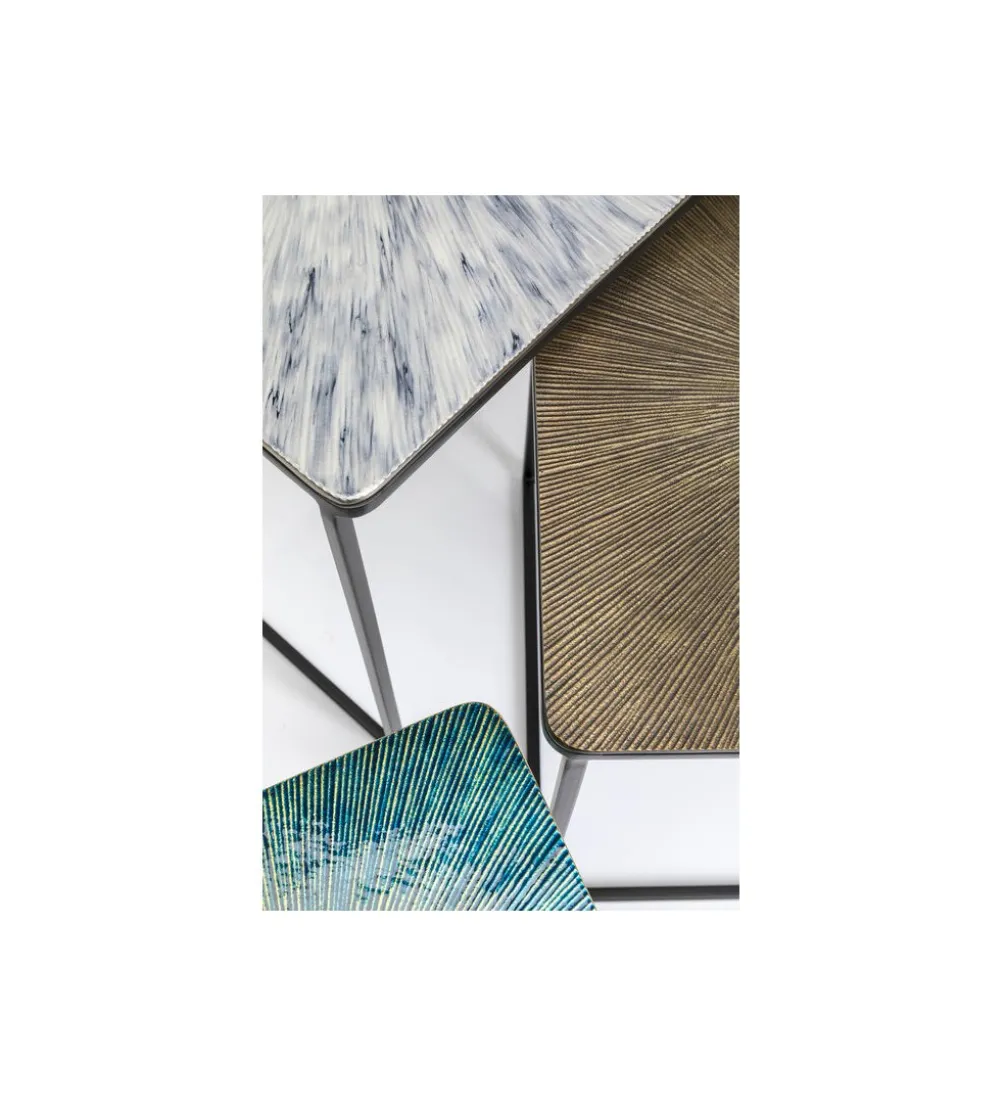 Zestaw 3 stolików kawowych RAY SQUARE 37 cm 43 cm 48 cm