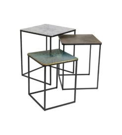 Zestaw 3 stolików kawowych RAY SQUARE 37 cm 43 cm 48 cm