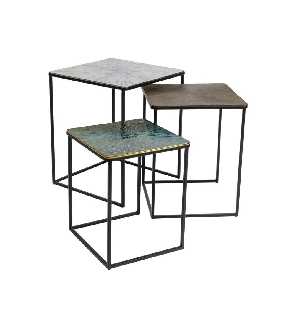 Zestaw 3 stolików kawowych RAY SQUARE 37 cm 43 cm 48 cm