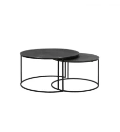 Zestaw 2 stolików kawowych RENGO 61 cm 76 cm czarne