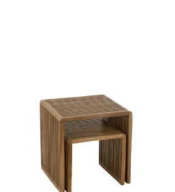 Zestaw 2 stolików kawowych SHELIS 50 cm 40 cm drewno teak