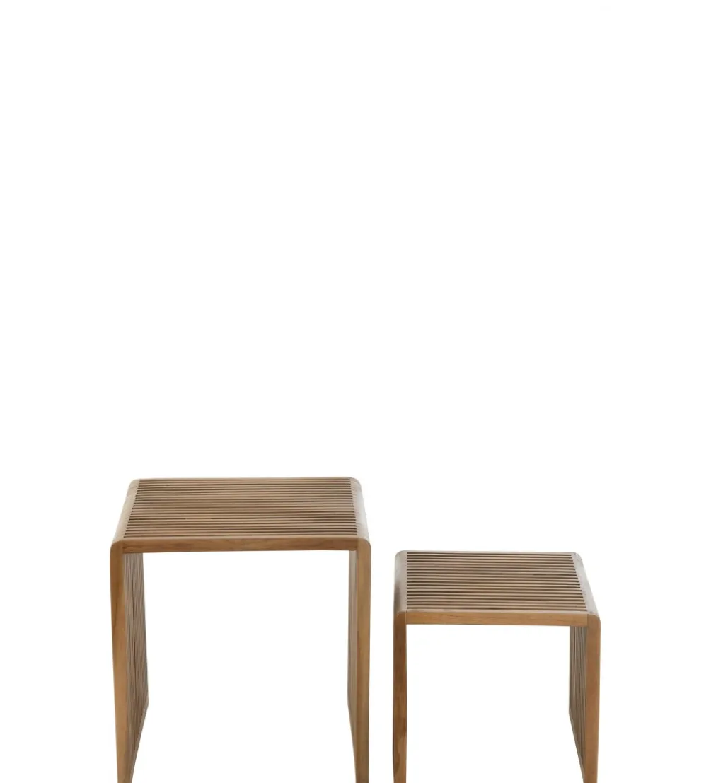 Zestaw 2 stolików kawowych SHELIS 50 cm 40 cm drewno teak